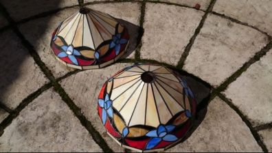Pair of Tiffany style glass lamp shades