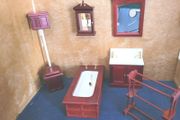 Dolls house mahogany wooden bathroom