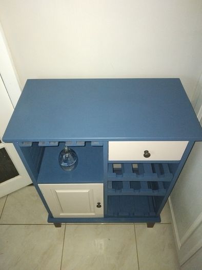 Blue and cream wooden drinks cabinet