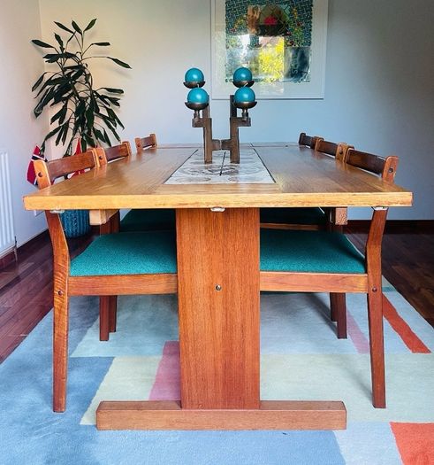 MCM Danish teak table & 6 chairs Johannes Andersen/Ansager Mobelfabrik