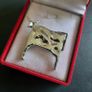Minimalist Silver Tone Bull Brooch Modernist Abstract Cow Pin  Hand-Hammered Finish Unique Farm Animal Jewelry Image 3