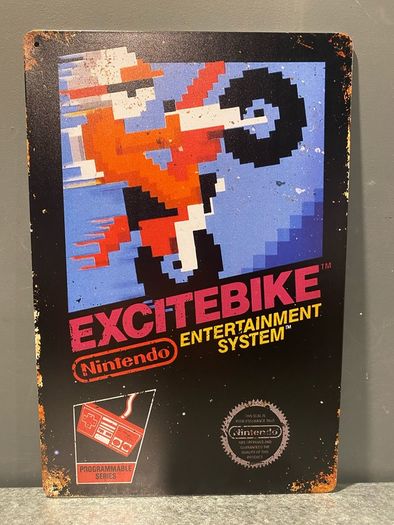 Excitebike Tin Metal Sign
