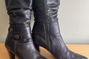 Marco Tozzi  Black leather boots-Softest Leather High Heels Size Uk 6 Eu 39.  Elegant.  In SUPER Condition.