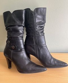 Marco Tozzi  Black leather boots-Softest Leather High Heels Size Uk 6 Eu 39.  Elegant.  In SUPER Condition.