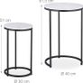 Nesting Tables, 2-Piece Set, 2 Sizes, Marble Effect, Metal Legs, Round, Living Room, for Sofa, White/Black Image 2