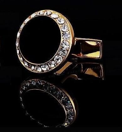 Gold Tone- Black Stone - Links For Men