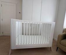 White Cot Bed with Mattress