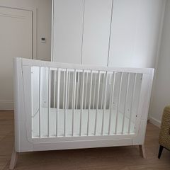 White Cot Bed with Mattress