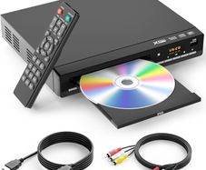 HDMI DVD Player for TV, Compact CD/DVD Player for Smart TV, USB Port, Plays All Region DVDs & Multi Formats, HDMI/RCA Cables & Remote Included