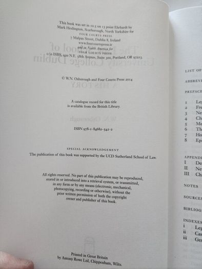 The Law School Of University College Dublin.  By W.n. Osborough. First Edition Hardback With Dustjacket In Very Good Condition.
