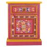 Bedside Cabinet Solid Mango Wood Pink Hand Painted Image 3