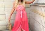 Asymmetrical ombre maxi dress
