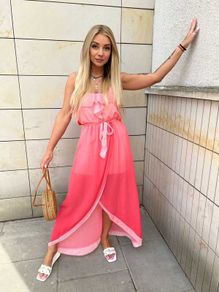 Asymmetrical ombre maxi dress