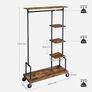 Coat Stand portable Wood Effect,  lockable wheels Vintage Dark Brown Image 4