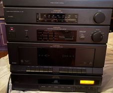Vintage Hi-Fi Toshiba SL-3329 Stereo Sound System With Compact Disc Player, Double Cassette Deck, Turntable and FM Radio