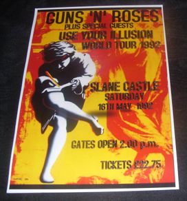 Guns'N'Roses Repro Concert Poster Slane Castle Ireland 1992 New A3 Size