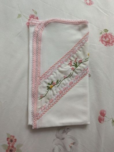 Handmade Traditional Madeira Embroidered Baby comfort  100% Cotton