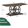 Rustic Coffee Table with Storage Industrial 3 Tier Center Living Room Table Farmhouse Wooden Rectangle Cocktail Tea Table for Office Bedroom Elegant Round Metal Frame Rustic Brown Image 2