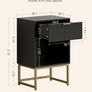 Bedside Table with Drawer, 15.7 Wide Side Table and Large Shelf, Modern Bedside Cabinet for Bedroom, Living Room, Office  Balck Fluted Finish Image 2