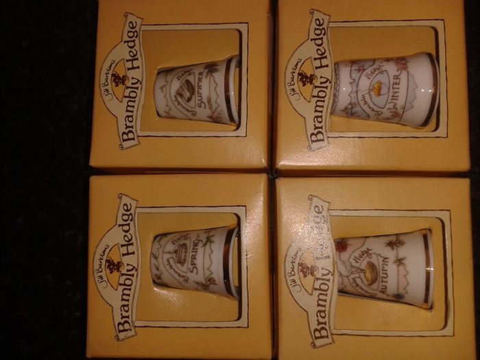 Royal Doulton. The Brambly Hedge collection.  The four seasons spring summer autumn winter thimbles