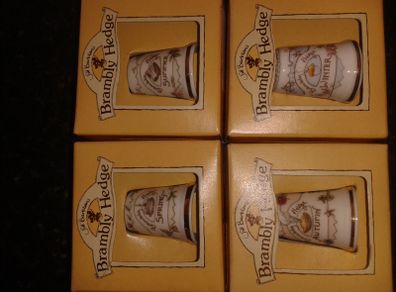 Royal Doulton. The Brambly Hedge collection.  The four seasons spring summer autumn winter thimbles