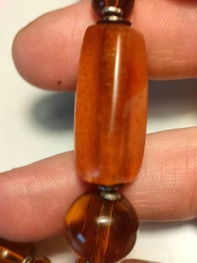 Mid Century Sterling Silver,Amber,Agate and Spinel Necklace