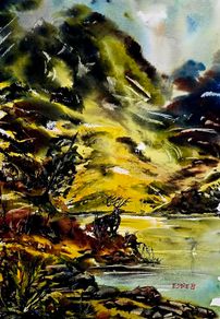 elk king watercolour