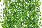 Artificial Ivy Garland,Fake Vines for Room Decor Fake Ivy UV Resistant Green Leaves Fake Plants Hanging Vines for Wedding Party Garden Wall Bedroom Decor 5 Pcs (FREE SHIPPING)