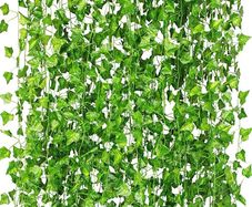 Artificial Ivy Garland,Fake Vines for Room Decor Fake Ivy UV Resistant Green Leaves Fake Plants Hanging Vines for Wedding Party Garden Wall Bedroom Decor 5 Pcs (FREE SHIPPING)