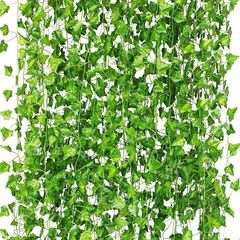 Artificial Ivy Garland,Fake Vines for Room Decor Fake Ivy UV Resistant Green Leaves Fake Plants Hanging Vines for Wedding Party Garden Wall Bedroom Decor 5 Pcs (FREE SHIPPING)