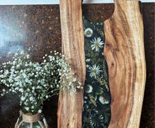 Handmade Wooden & Epoxy Resin Charcuterie Board with Real Pressed Flowers