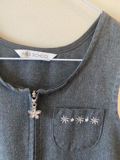 M&S grey pinafore (as new) age 8-9