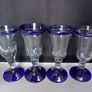 SALE!  Vintage Handmade Cobalt Blue / Clear Glasses - Set of 4 Image 6