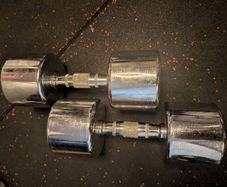 Pair of 20kg and 17.5kg dumbells