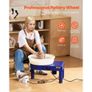 35 cm Ceramic Wheel Forming Machine, 60-300 RPM Speed Adjustable Foot Pedal, Adjustable Lift Leg, Detachable Basin, Complete Tool Accessory Kit for Work Art Craft DIY, Blue Image 3