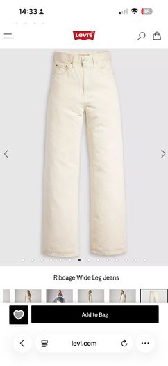 Levis Ribcage wide legs jeans white cream