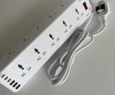 10 Socket Universal Plug Power Strip USB & C-type