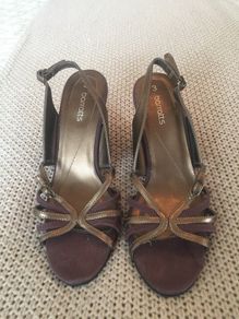 Fab Brown with Gold/Bronze Wedge Heel Sandals size 3