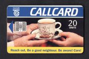1995 Ireland 20 unit  Reach Out - Be a Good Neighbour campaign in 1995 (Schlumberger SC7) Call Card Used. Telecom Eireann card number 1098.
