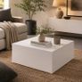 High Gloss White Coffee Table Modern Square Monobloc Living Room Centre Table Image 2