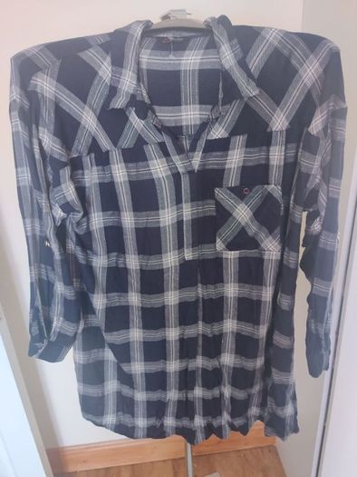 Yours Navy&Silver metallic check drop shoulder shirt tunic size UK18 EU46 Postage included