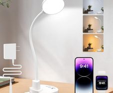 60 LED Desk Lamp with USB Charging Ports  Dimmable Table Lamp with 3 Color Temps, 5 Brightness, 4 Timers, 15W Flexible Gooseneck Light with Base, Eye-Caring Reading Light for Home Office, Bedroom
