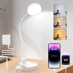 60 LED Desk Lamp with USB Charging Ports  Dimmable Table Lamp with 3 Color Temps, 5 Brightness, 4 Timers, 15W Flexible Gooseneck Light with Base, Eye-Caring Reading Light for Home Office, Bedroom