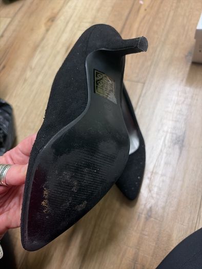 high heels black suede diamante