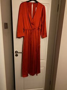 Zara red satin effect dress
