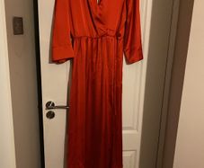 Zara red satin effect dress
