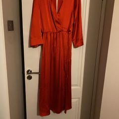 Zara red satin effect dress