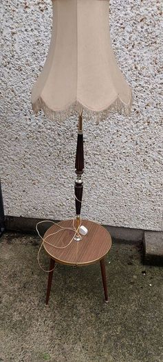 1960s /70s french art deco table floor lamp ,working,,used nice condition,3 legs veneer, see pictures for condition ,buyer collects, sold as seen,freestanding.