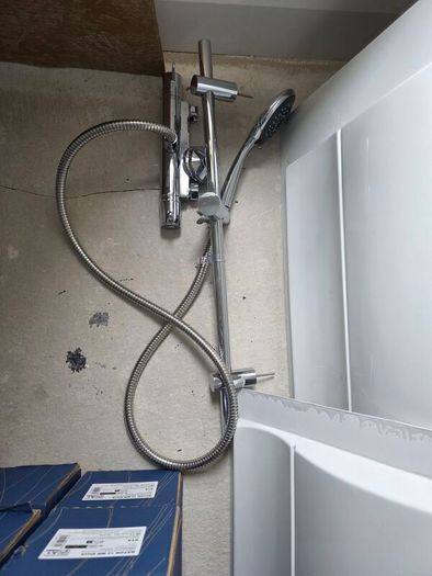 Shower Complete Shower Set  Shower Tray, Mixer, Riser Rail & Handset