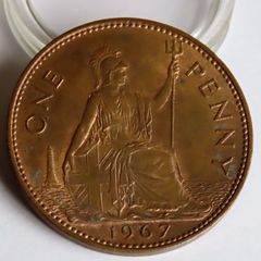 1967 1 Penny Elizabeth II bronze coin